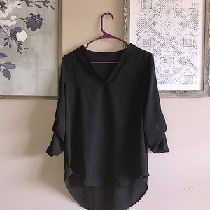 Black dress shirt with quarter length sleeves